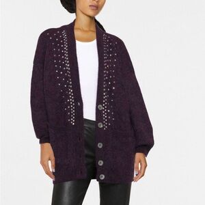 ALESSANDRA RICH
MOHAIR-BLEND LONG CARDIGAN WITH CRYSTALS size 40
